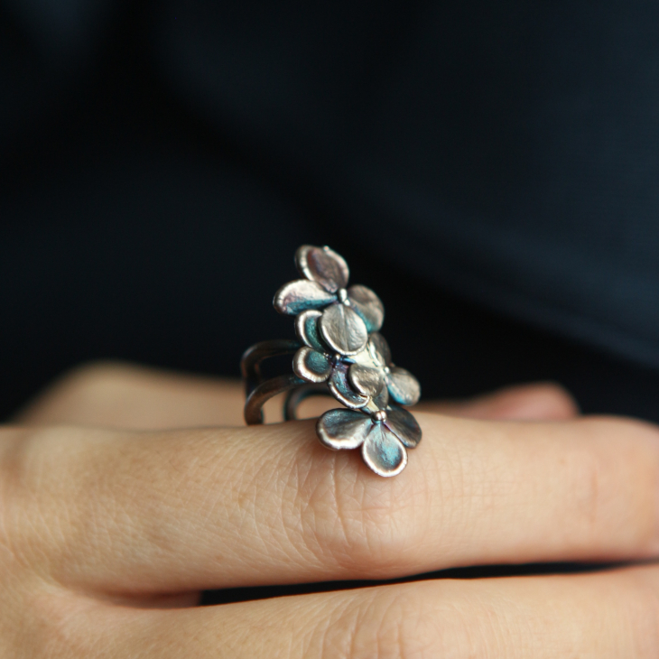 Cuff in silver, Hydrangea, фото 2