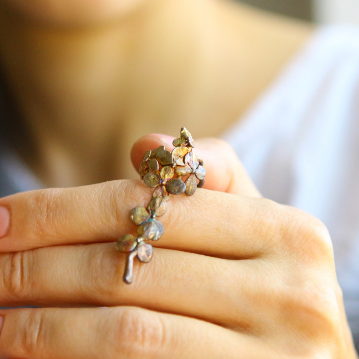 Cuff in silver, Hydrangea, фото 2