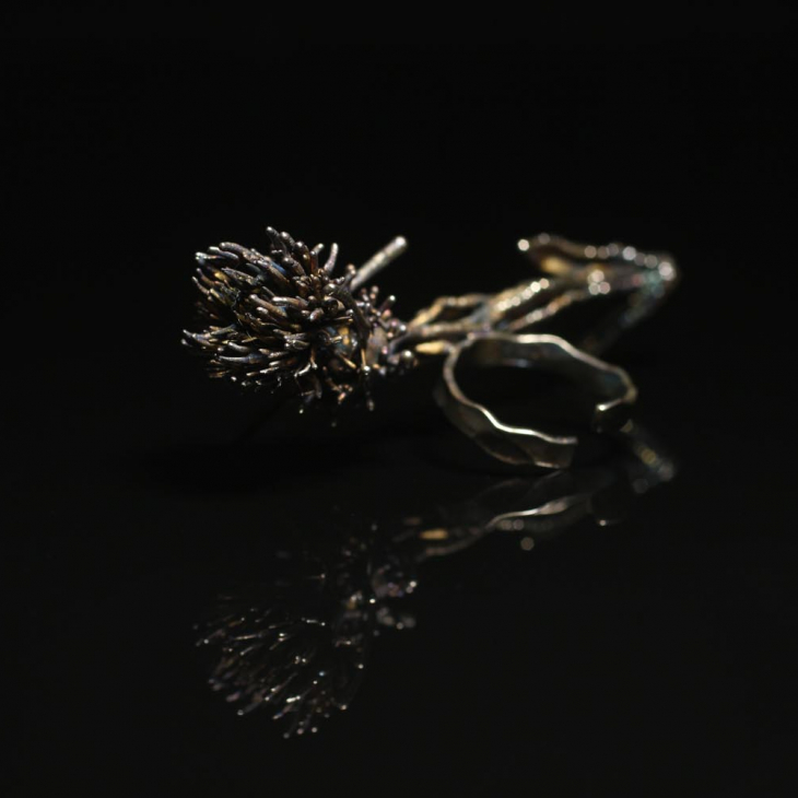 Кольцо в серебре Space Flower, Василек, фото 4