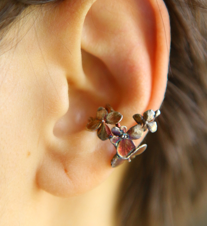 Cuff in silver, Hydrangea, фото 1