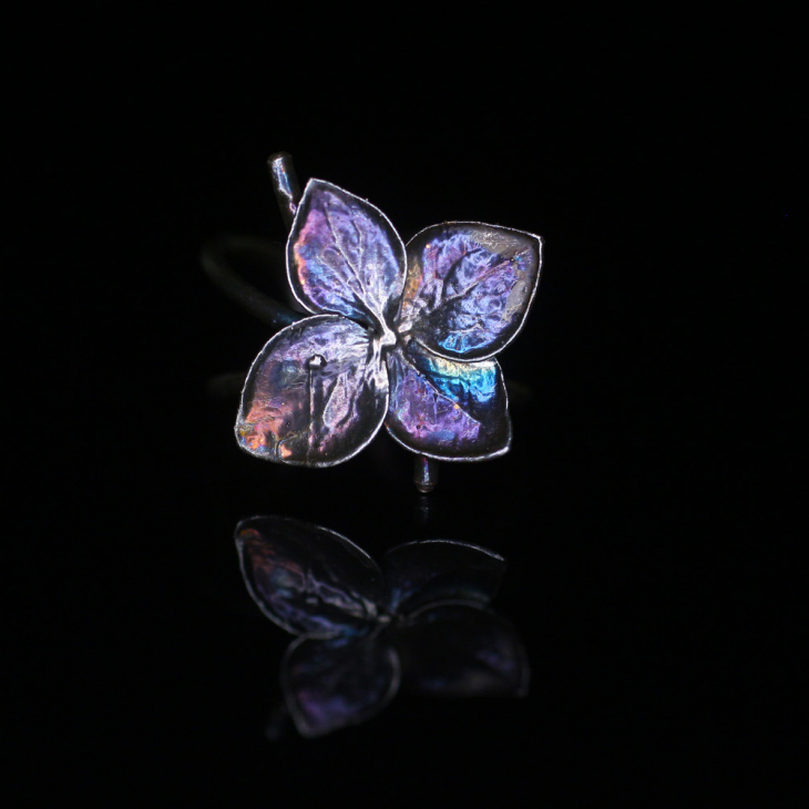 Cuff in silver, Hydrangea , фото 1