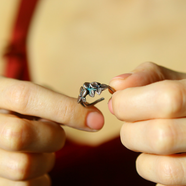 Ring in silver, Hydrangea , фото 3