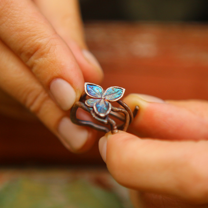 Ring in silver, Hydrangea , фото 3