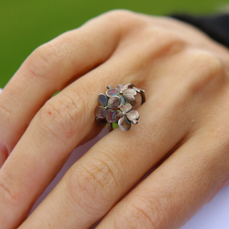 Cuff in silver, Hydrangea, фото 2