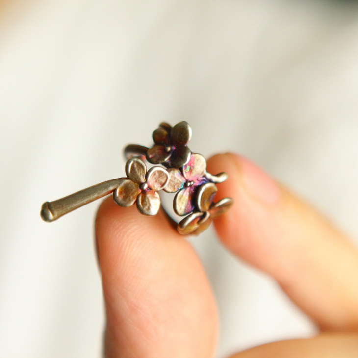Cuff in silver, Hydrangea, фото 2