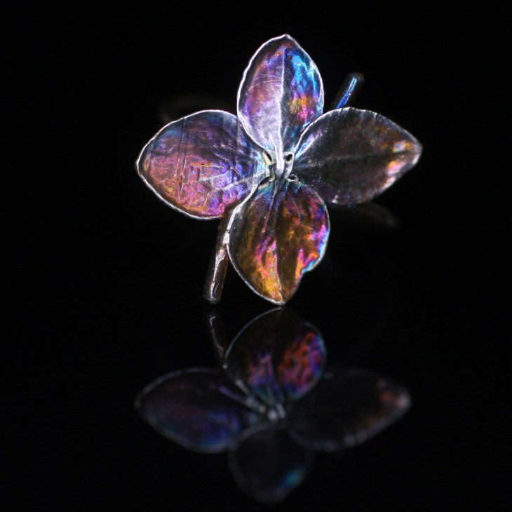 Cuff in silver, Hydrangea , фото 1