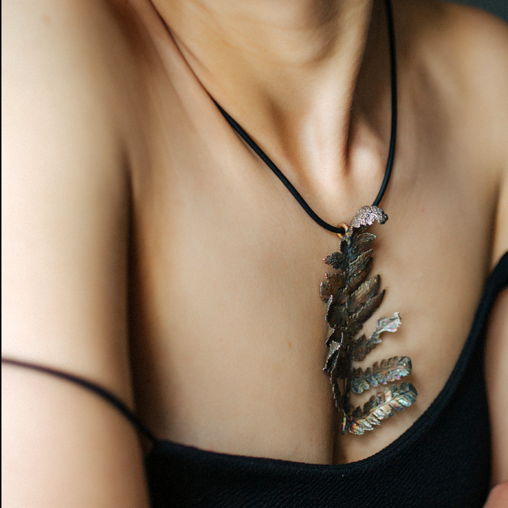 Кулон в серебре Fern Flower, Папоротник, фото 2