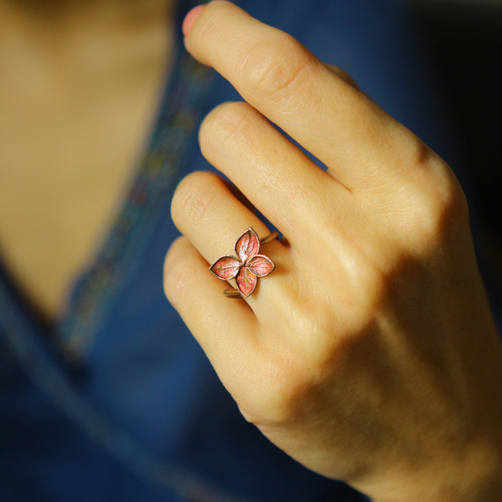 Ring in silver, Hydrangea , фото 1