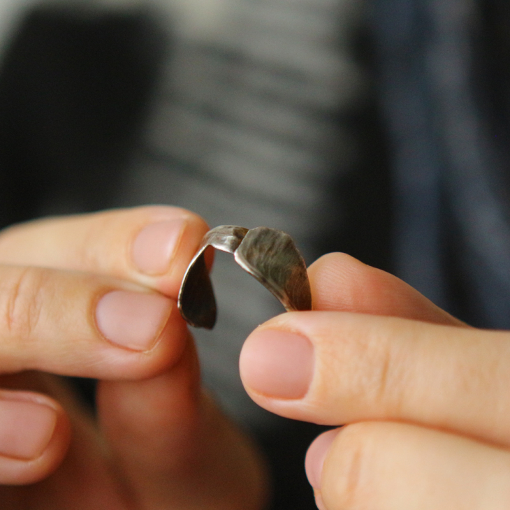 Two Maple wings ring in colored silver, фото 2