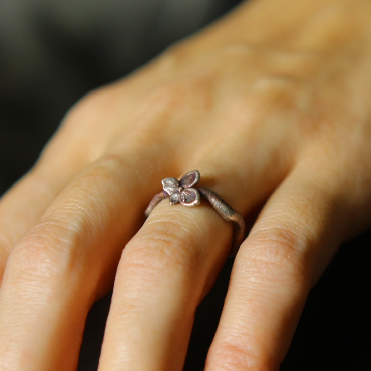 Ring in silver, Hydrangea , фото 2