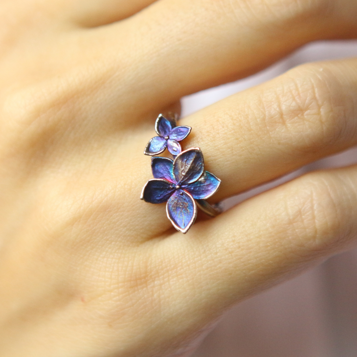 Ring in silver, Hydrangea , фото 1