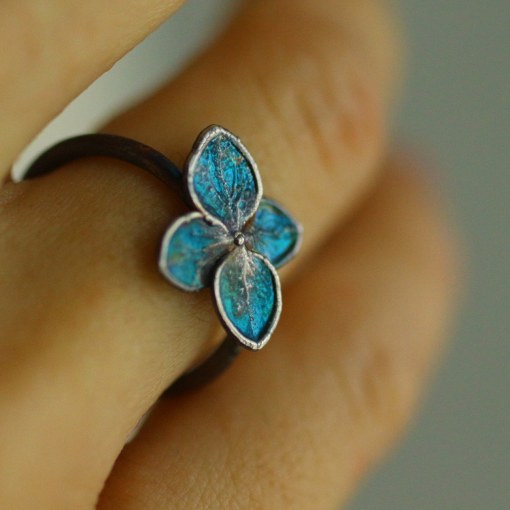 Ring in silver, Hydrangea , фото 2