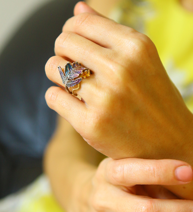 Rings in silver, Hydrangea and Fern leaf, фото 3