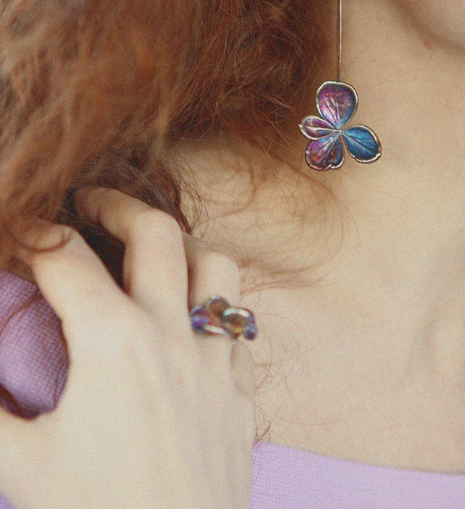 Серьги в серебре Fleur de Magique, Гортензия, фото 3