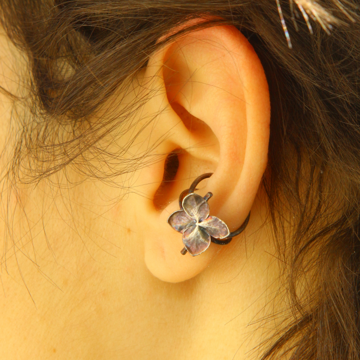 Cuff in silver, Hydrangea , фото 1