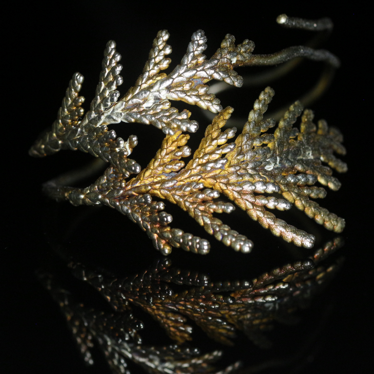 Thuja floral bracelet in colored silver, фото 9