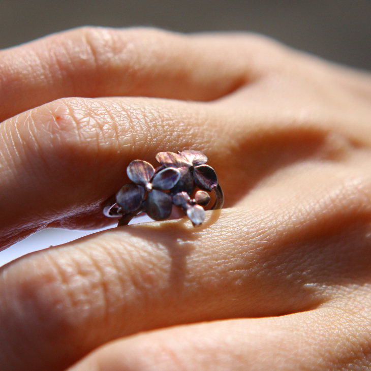 Cuff in silver, Hydrangea , фото 3