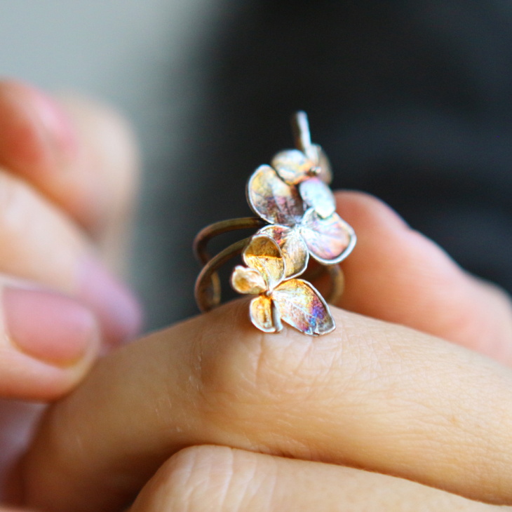 Cuff in silver, Hydrangea, фото 2
