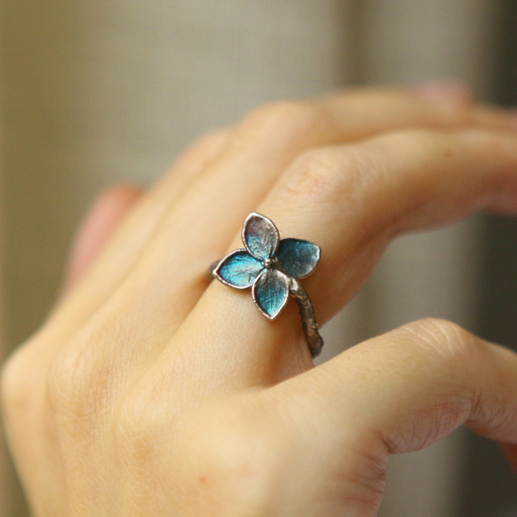 Ring in silver, Hydrangea , фото 1