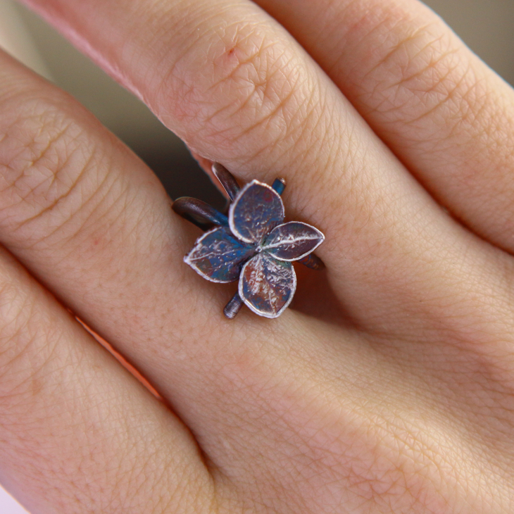 Cuff in silver, Hydrangea , фото 2
