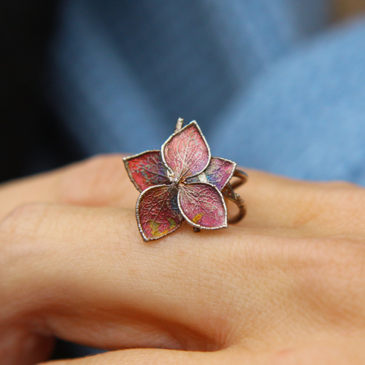 Cuff in silver, Hydrangea, фото 2