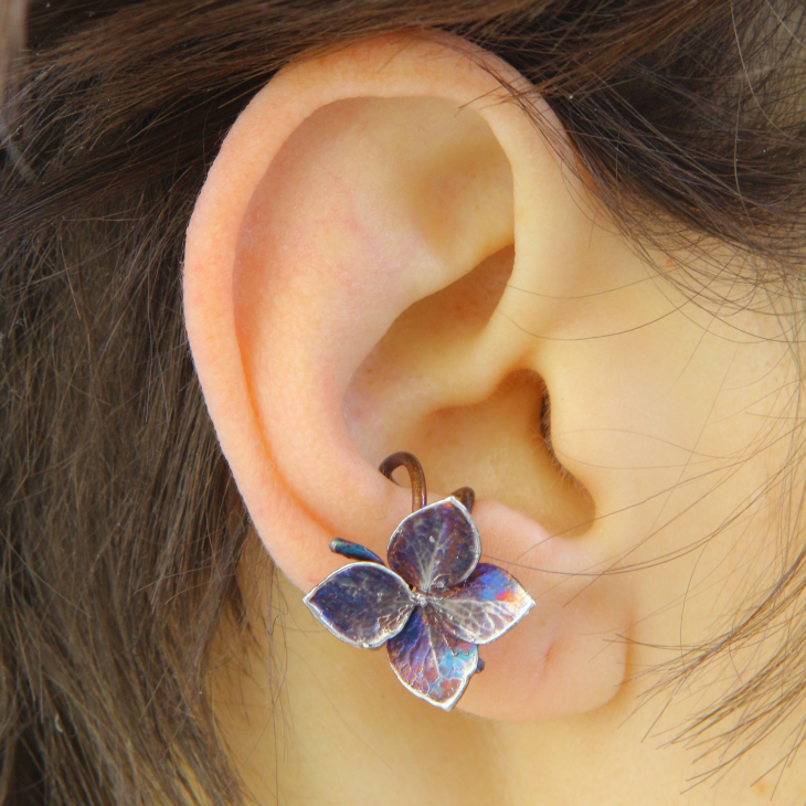 Cuff in silver, Hydrangea , фото 1