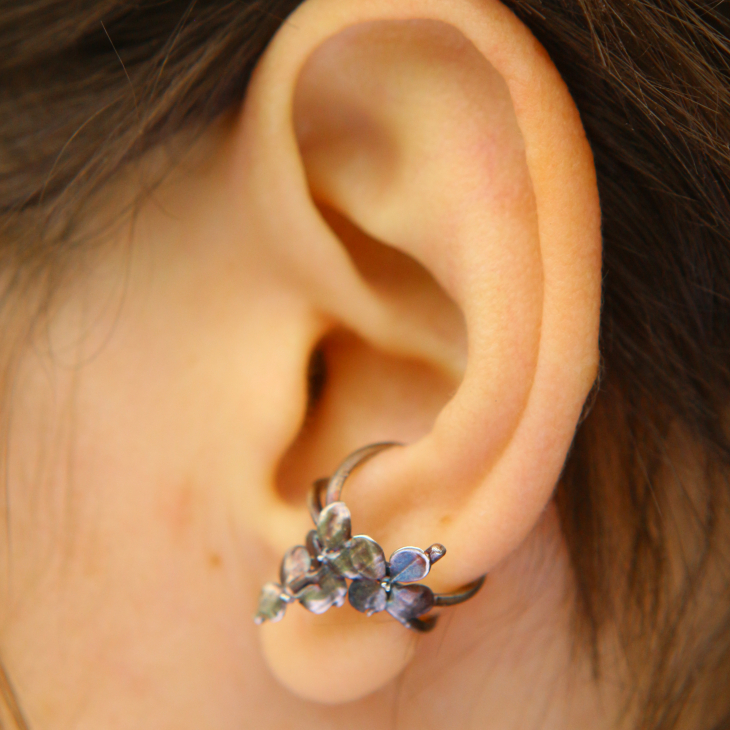 Cuff in silver, Hydrangea , фото 1