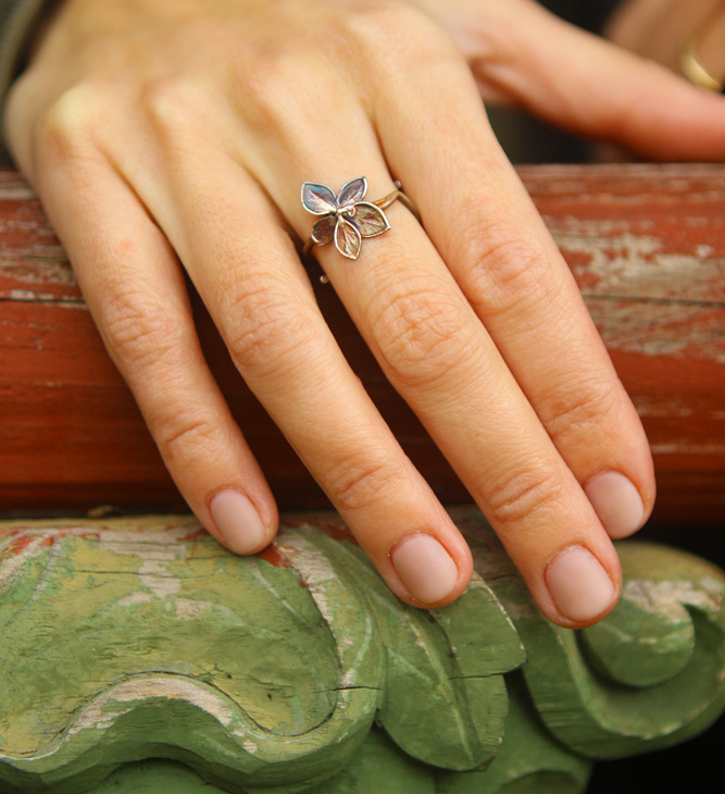 Ring in silver, Hydrangea , фото 1