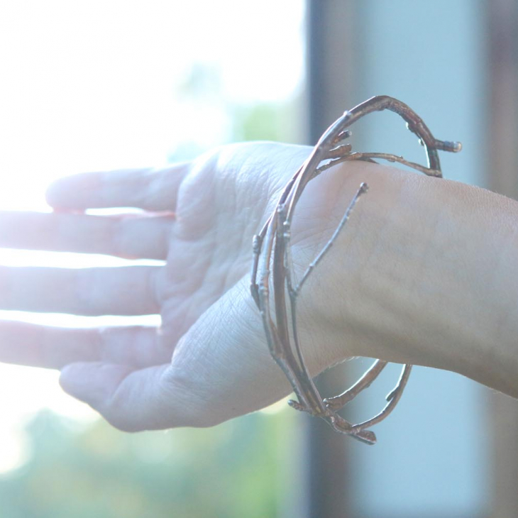 Birch branch bracelet in colored silver, фото 2