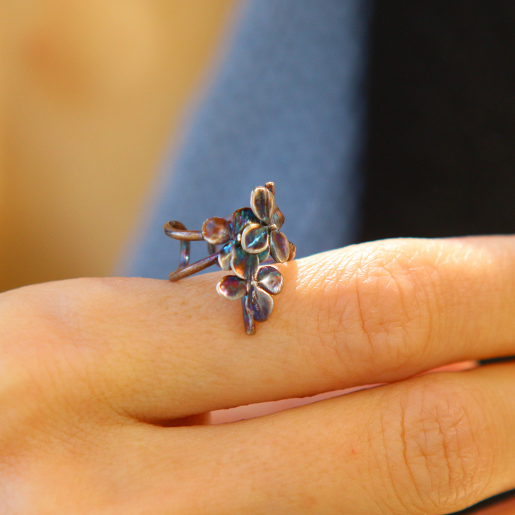 Cuff in silver, Hydrangea , фото 2