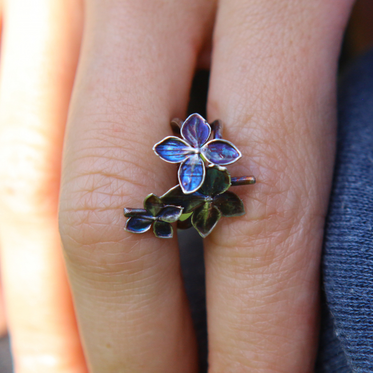 Cuff in silver, Hydrangea , фото 4