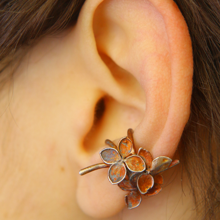 Cuff in silver, Hydrangea , фото 1