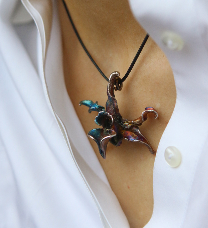 Pendant in silver ,Orchid, фото 2