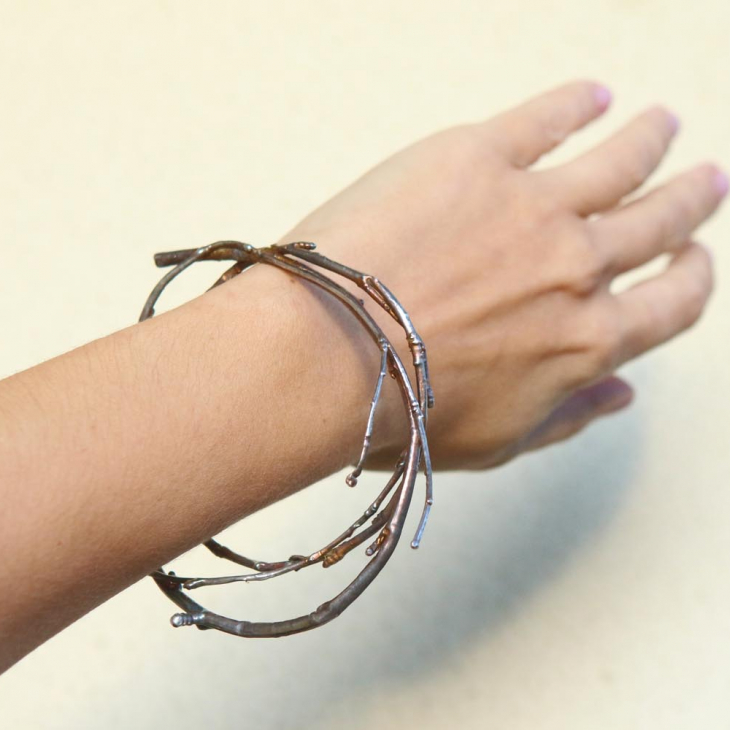 Birch branch bracelet in colored silver, фото 3