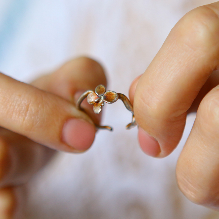 Ring in silver, Hydrangea , фото 3