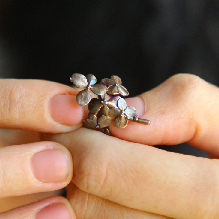 Cuff in silver, Hydrangea, фото 2