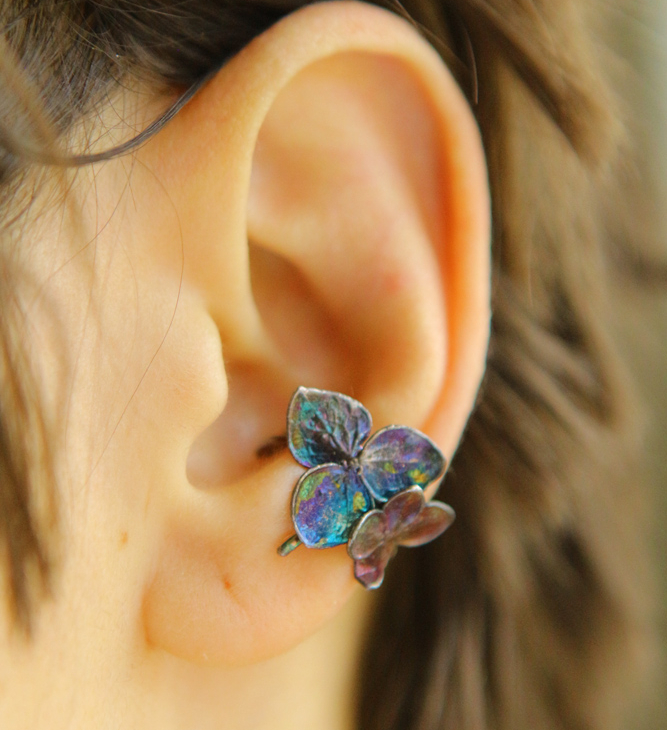 Cuff in silver, Hydrangea, фото 1