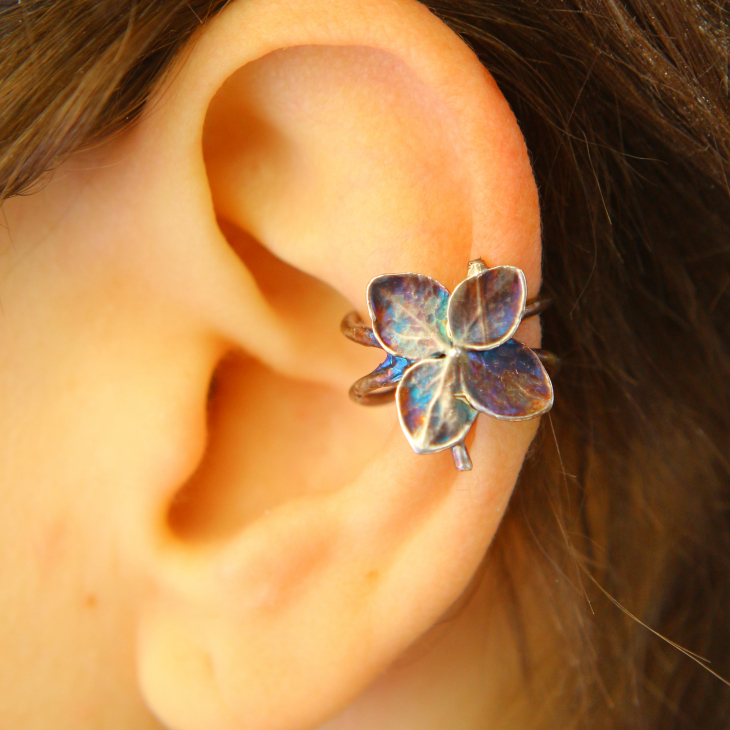 Cuff in silver, Hydrangea , фото 3