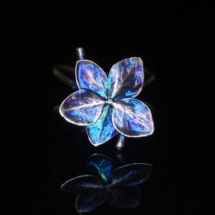 Cuff in silver, Hydrangea , фото 1