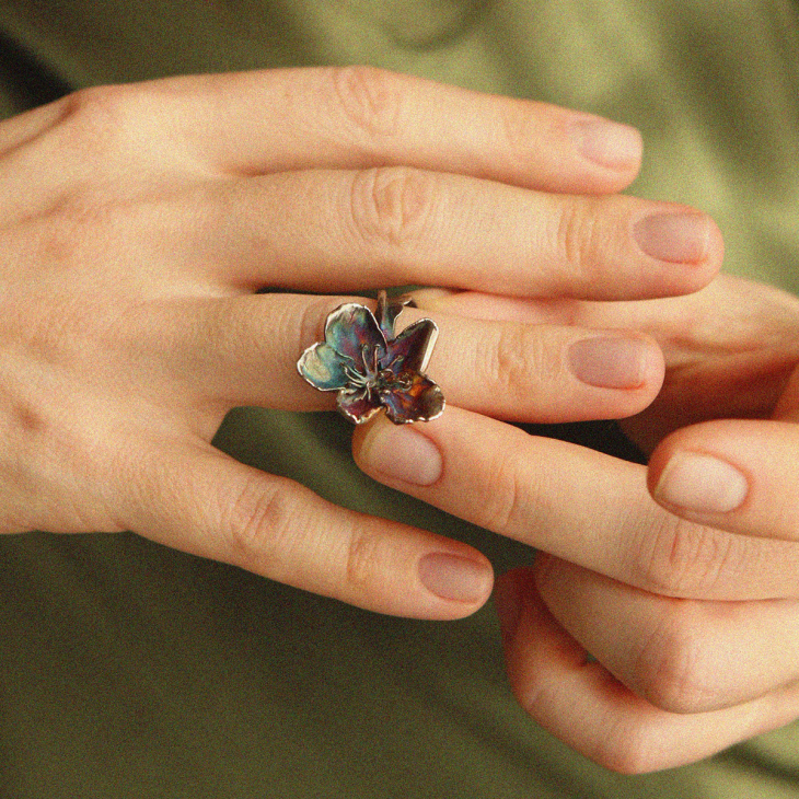 Кольцо в серебре Fleur de Magique, Абрикос, фото 2