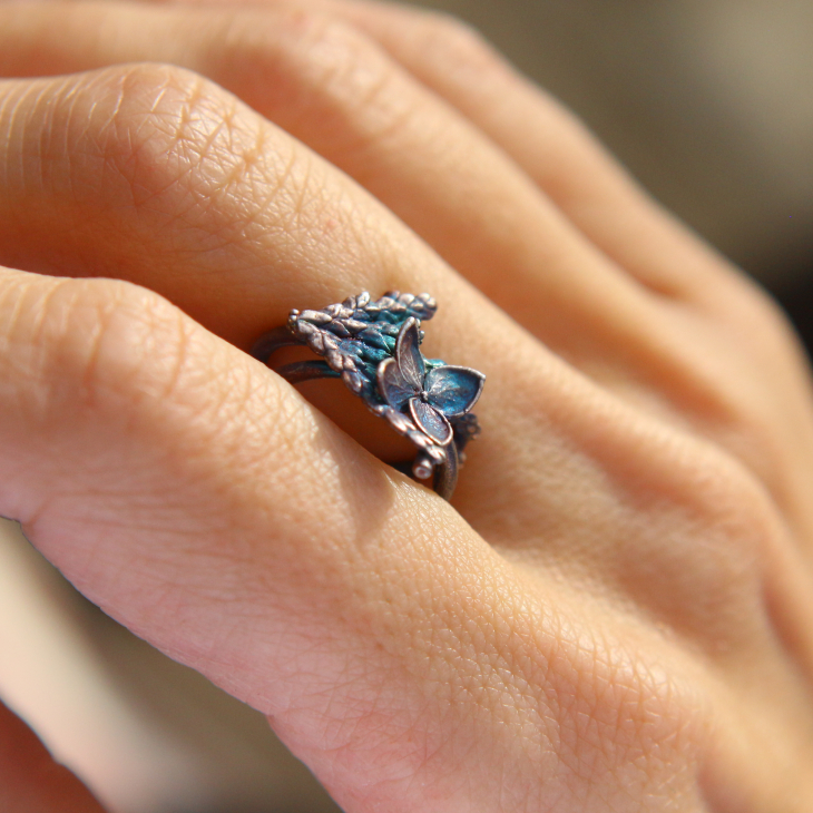 Cuff in silver, Thuja and Hydrangea , фото 4