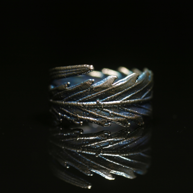 Кольцо в серебре Melancholy, Каннабис, фото 1