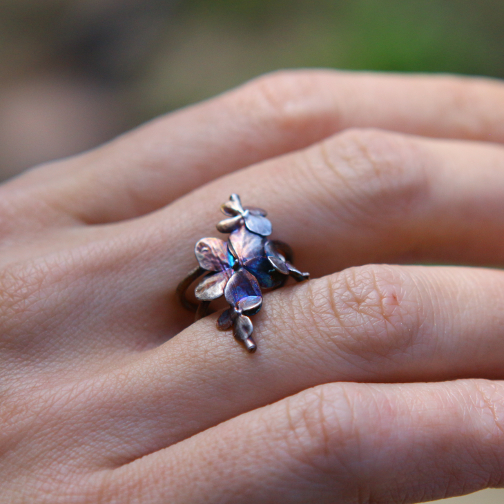 Cuff in silver, Hydrangea , фото 3