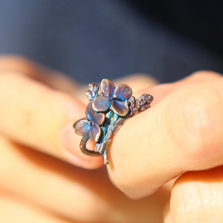 Cuff in silver, Thuja and Hydrangea , фото 5
