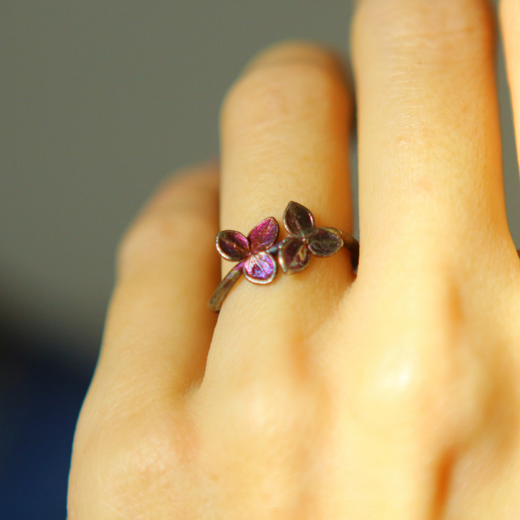 Ring in silver, Hydrangea , фото 1