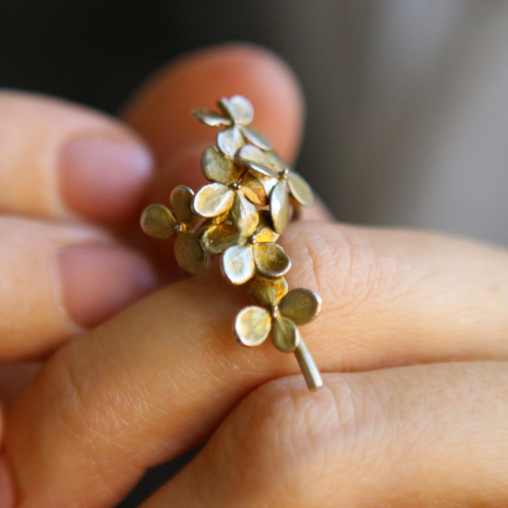 Cuff in silver, Hydrangea, фото 2