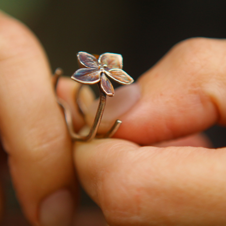 Ring in silver, Hydrangea , фото 3