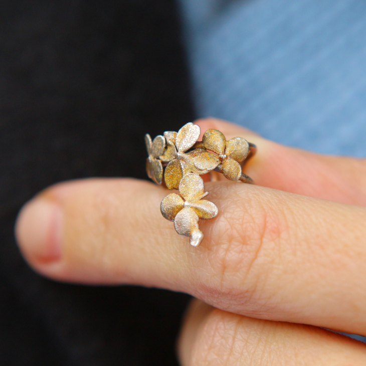 Cuff in silver, Hydrangea, фото 2