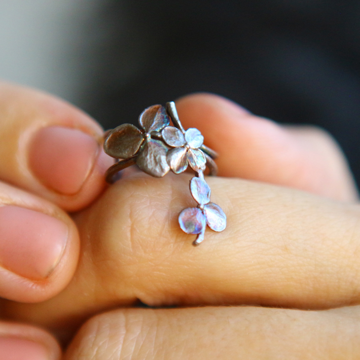 Cuff in silver, Hydrangea, фото 3