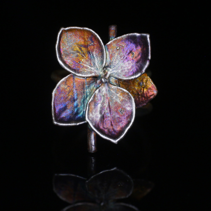 Cuff in silver, Hydrangea , фото 1